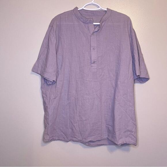 NWOT Light Grey Short Sleeve Button Down Casual Beach XL Summer Comfy Casual - Picture 1 of 5